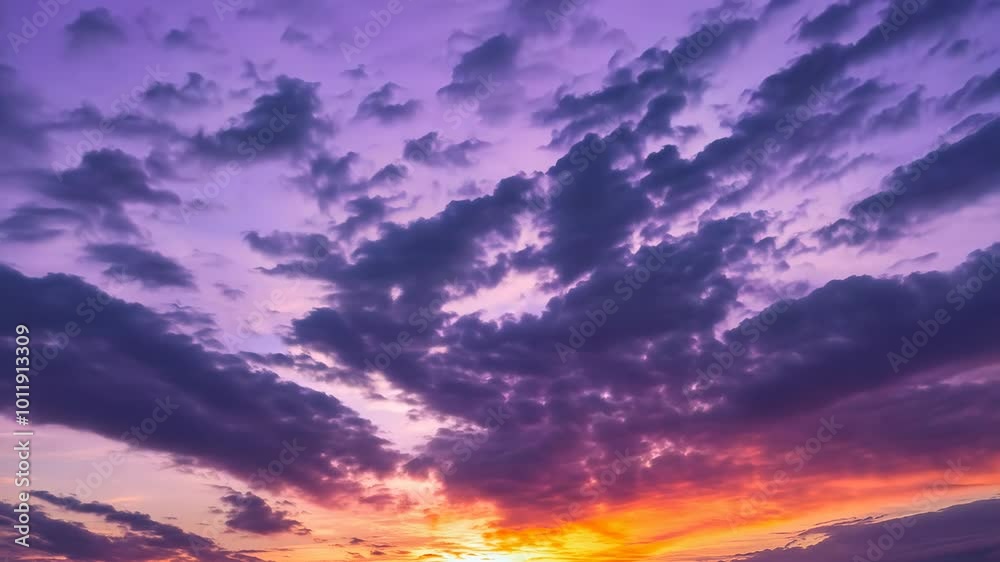 Dramatic sunset sky with purple and orange clouds Dramatic sunset sky with purple and orange clouds