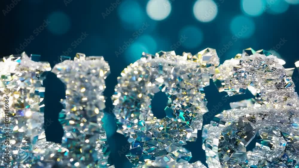 Glittering Sugar Text with Crystalline Effect on Blue Bokeh