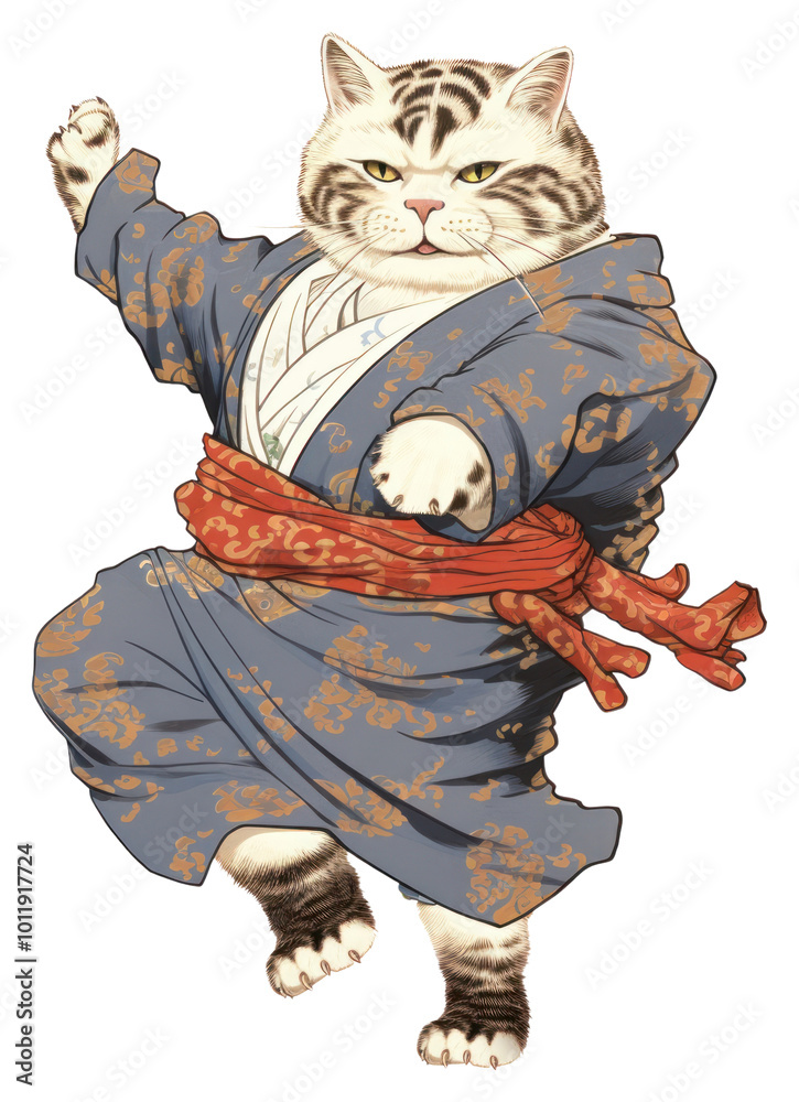 Fototapeta premium PNG Edo era cat drunk mammal sketch pet.
