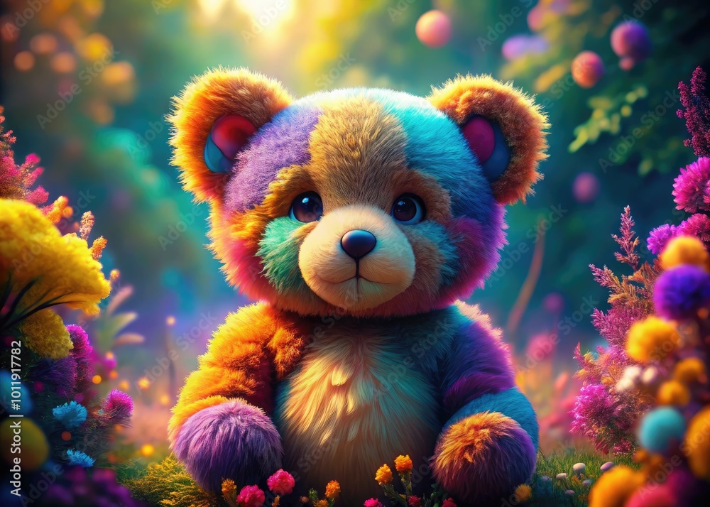 Charming Teddy Bear Art with Soft Colors and Whimsical Design Perfect for Children's Decor