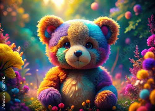 Charming Teddy Bear Art with Soft Colors and Whimsical Design Perfect for Children's Decor