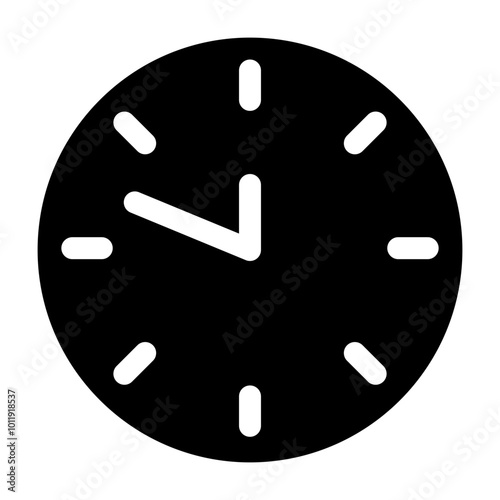 Clock Eleven Forty Seven Icon. Time Vector Illustration Glyph Style.