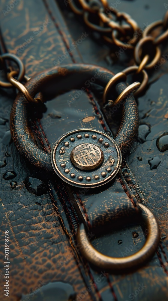 Close-up of a Leather Buckle and Chain Close-up of a Leather Buckle and Chain