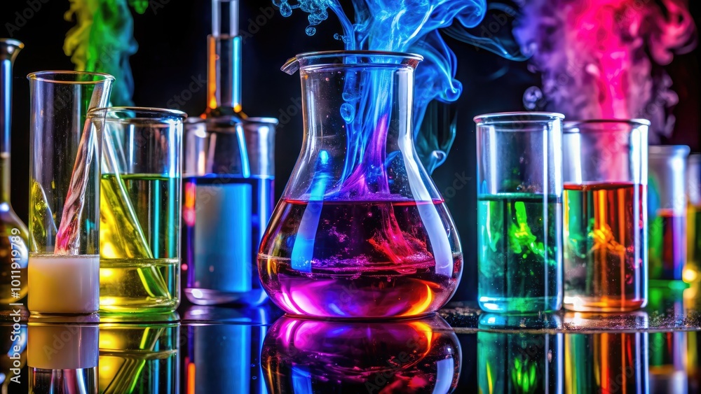 Chemical Experiment with Meniscus in Lab Glassware Demonstrating ...