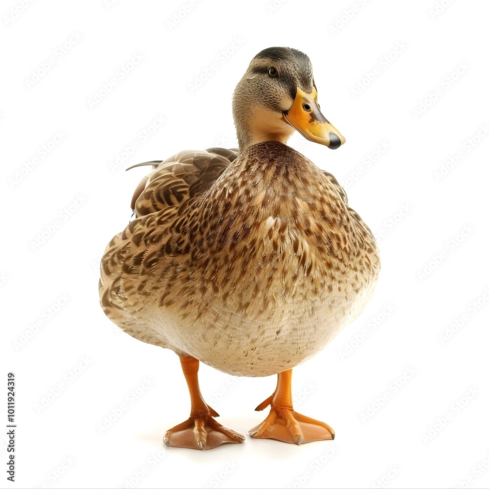 Chubby Duck Waddling Forward with Round Body and Short Legs on Isolated White Background Chubby Duck Waddling Forward with Round Body and Short Legs on Isolated White Background