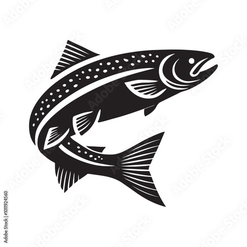 Salmon Silhouette Leaping Upstream vector