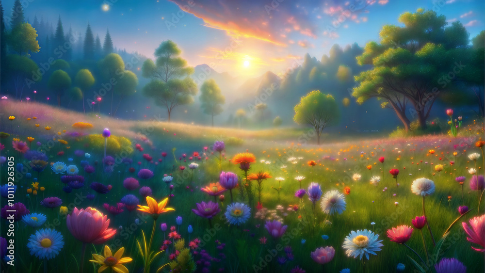 Fototapeta premium Spring meadow flowers,