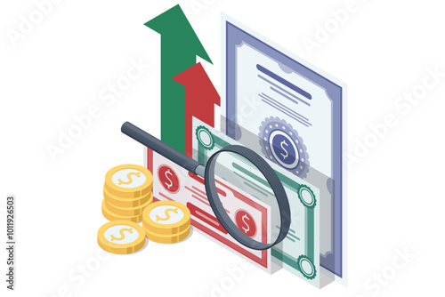 Isometric Treasury Bonds T-Bonds , Municipal or Sovereign Bonds. government bonds are a secure way for investors to earn steady returns while funding essential government projects