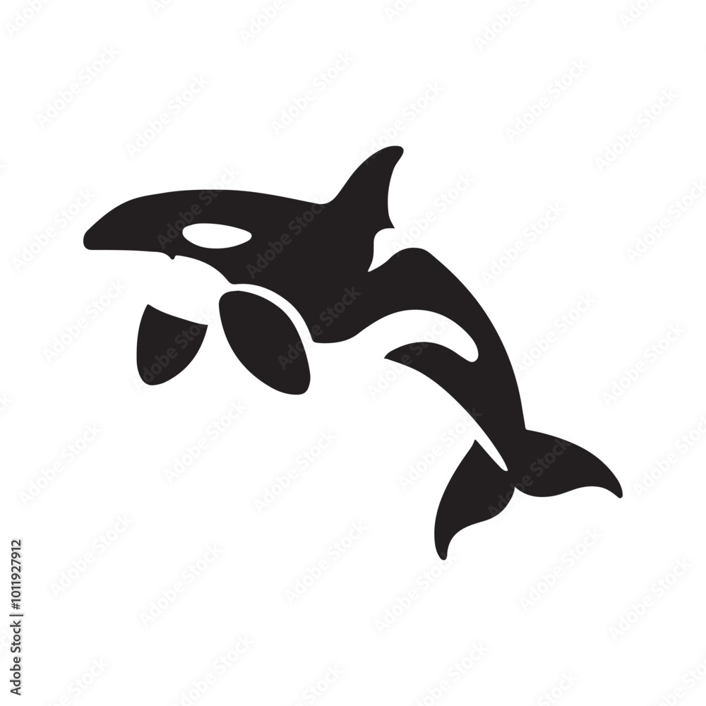 Orca Whale and Calf Silhouette Vector Orca Whale and Calf Silhouette Vector