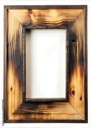 Versatile Solid Burnt Wood Picture Frame: Custom Photo, Art, and Wall Display Options for Every Decor Style with blank copyspace background