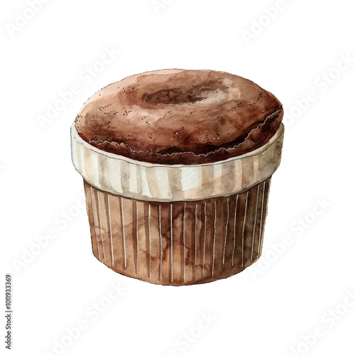 chocolate souffle vector illustration in watercolor style