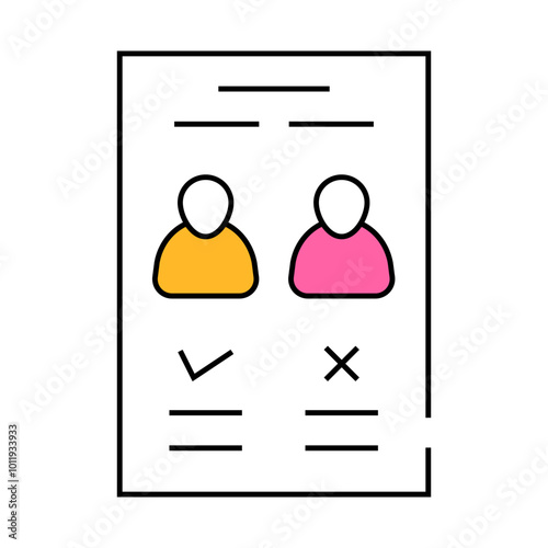 candidate choose ballot line icon vector. candidate choose ballot sign. isolated symbol illustration