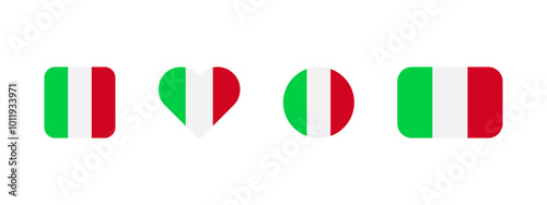 Free Download Italian flag icon. Flag of Italy vector sign. Italian national banner. Emblem of Italy. Banner of Italia in four different shapes: square, heart, circle and rectangle. Rome symbol. - GFXLoad