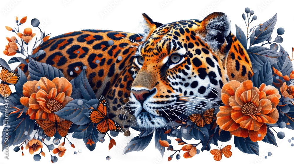Obraz premium Panther butterfly crane, and eagle set in cartoon style cut out on PNG format. Ideal for creative projects, kids’ designs