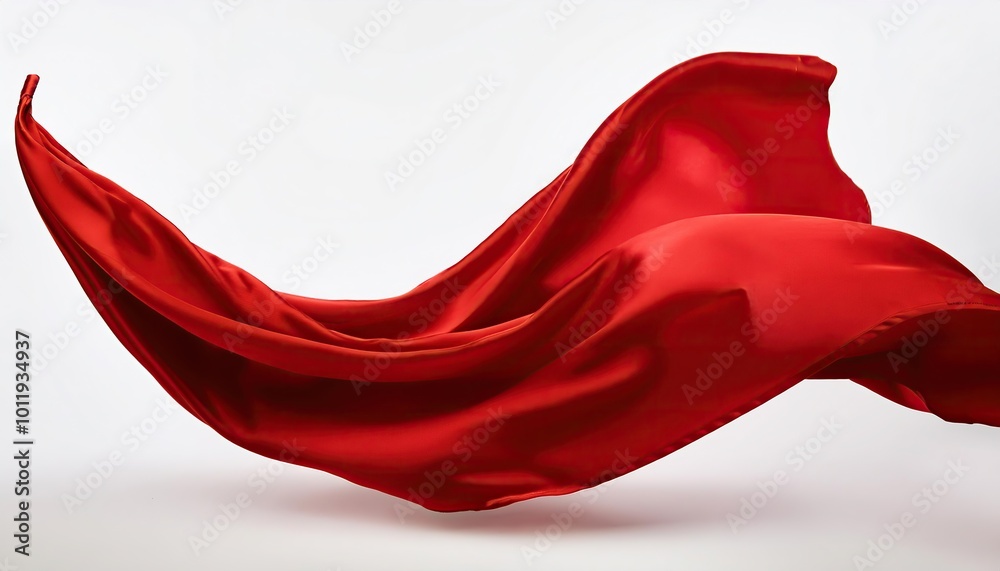 red satin fabric, floating red fabric blowing isolate on white background red satin fabric, floating red fabric blowing isolate on white background