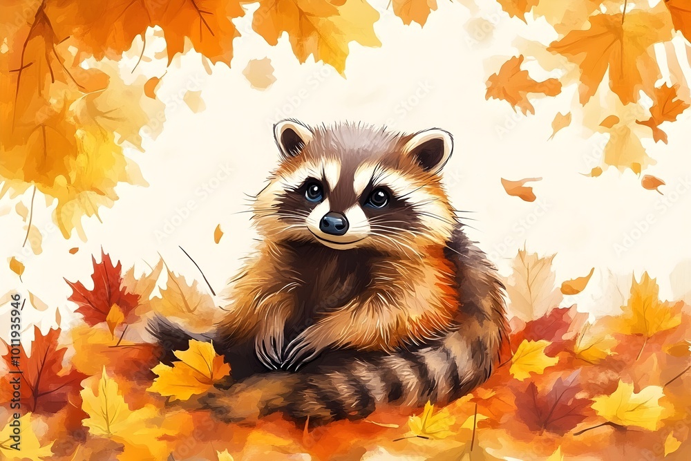 Little raccoon in autumn Little raccoon in autumn