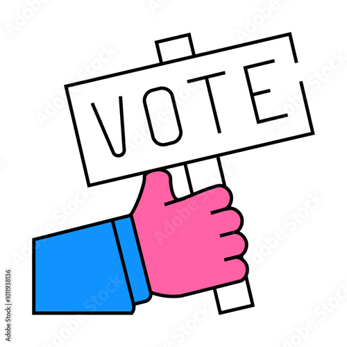 hand holding vote nameplate line icon vector. hand holding vote nameplate sign. isolated symbol illustration