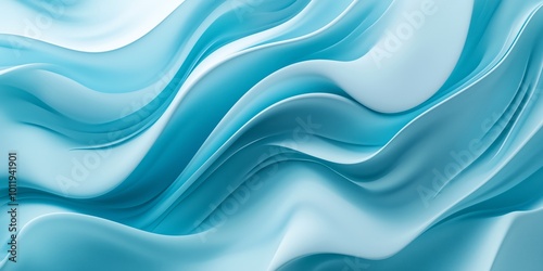 Abstract background with flowing waves in white and blue