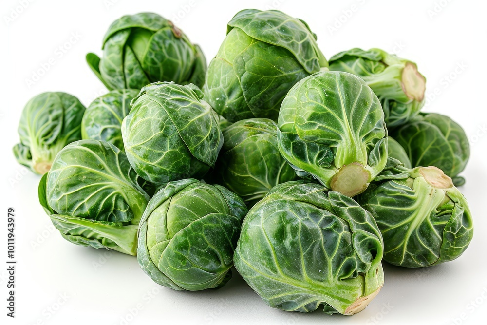 Fresh brussels sprouts isolated on a white background for culinary and nutritional purposes