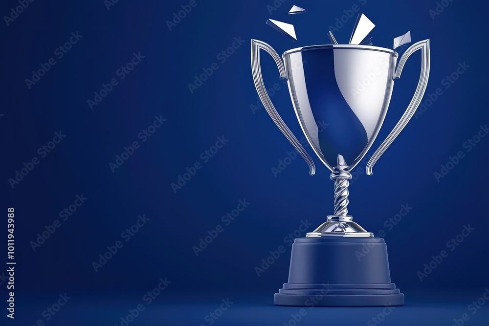 A shiny trophy on a blue background, symbolizing achievement and victory. A shiny trophy on a blue background, symbolizing achievement and victory.