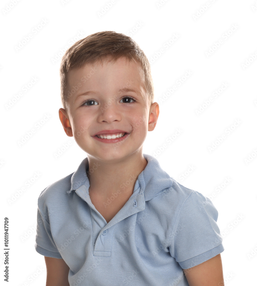 Portrait of cute little boy on white background Portrait of cute little boy on white background