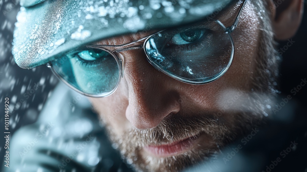 A striking portrait of a bearded man with a steely gaze, wearing winter clothing and glasses, with a dynamic expression that reflects determination and strength. A striking portrait of a bearded man with a steely gaze, wearing winter clothing and glasses, with a dynamic expression that reflects determination and strength.