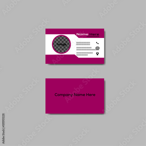 Clean Corporate Business Card Layout with Red Patterned Accents photo