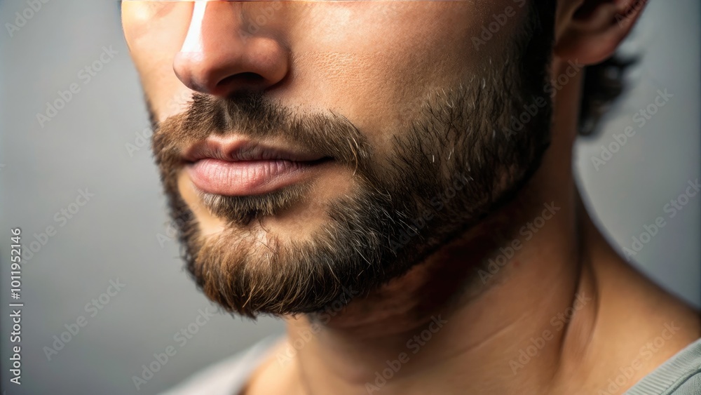 Obraz premium Close-up of Natural Stubble Texture on Skin Highlighting Facial Hair Growth and Grooming Trends