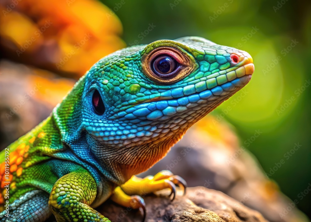 Fototapeta premium Close-Up of Vibrant Lizard on Natural Background Capturing the Beauty of Reptile Wildlife Photography