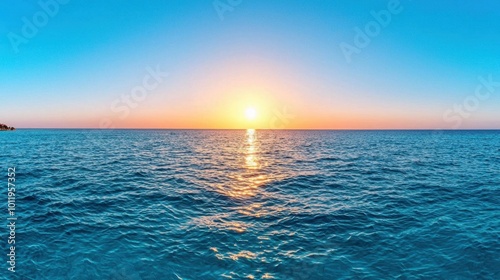 A photostock images of a beautiful sunset over a calm sea