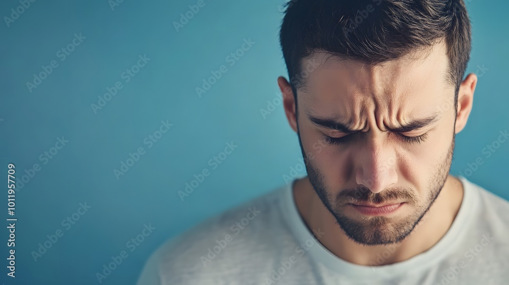 Close-up Portrait of a Man with a Worried Expression Close-up Portrait of a Man with a Worried Expression