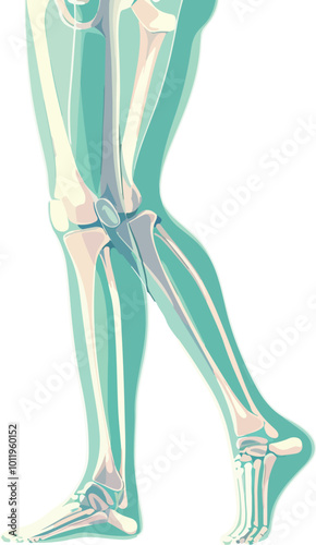 Human knee joint and leg in x-ray