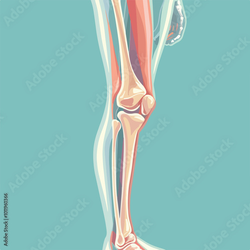 Human knee joint and leg in x-ray