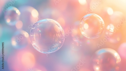 Floating Bubbles in a Soft, Dreamy Light