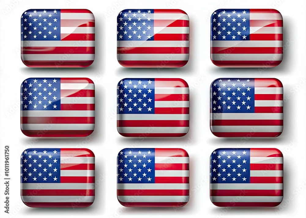 Collection of USA Flag Icons in Various Styles for National Celebrations and Events Design Use Collection of USA Flag Icons in Various Styles for National Celebrations and Events Design Use
