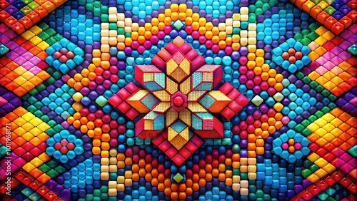 Colorful Abstract Pixel Art Design with Geometric Shapes and Vibrant Patterns for Modern Decor