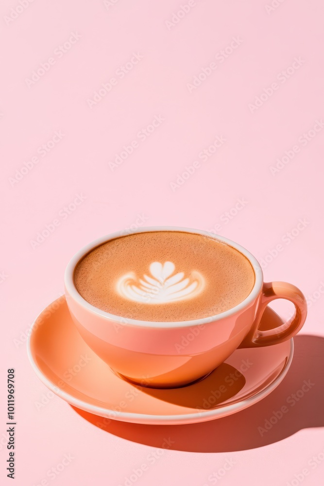 Fototapeta premium a cup of coffee on a pink background