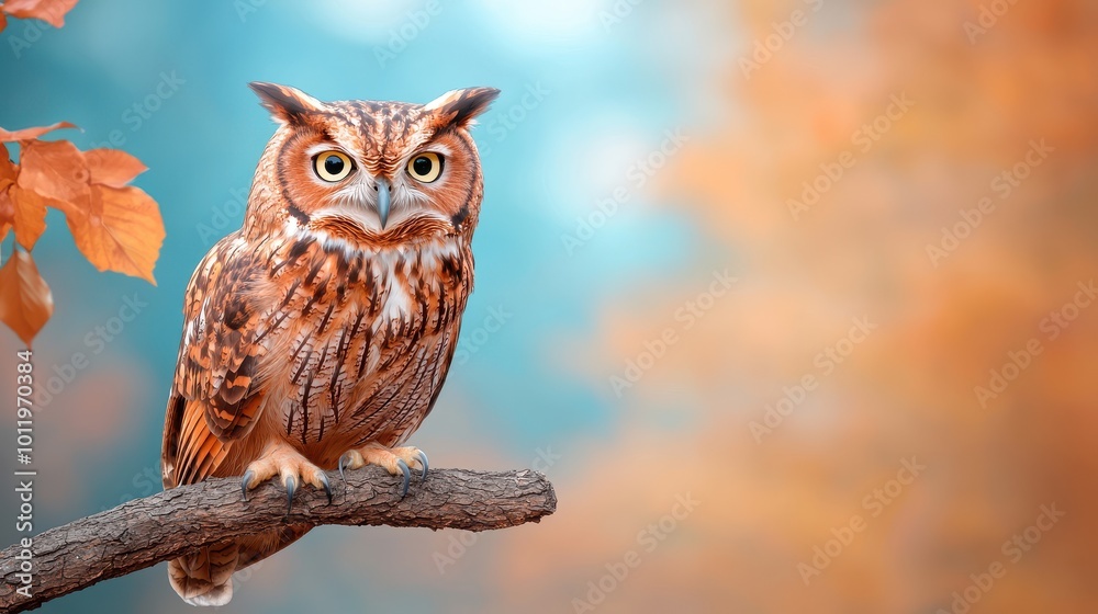A majestic owl perches on a branch, surrounded by softly blurred autumn foliage, showcasing its beautiful plumage against a serene background. A majestic owl perches on a branch, surrounded by softly blurred autumn foliage, showcasing its beautiful plumage against a serene background.