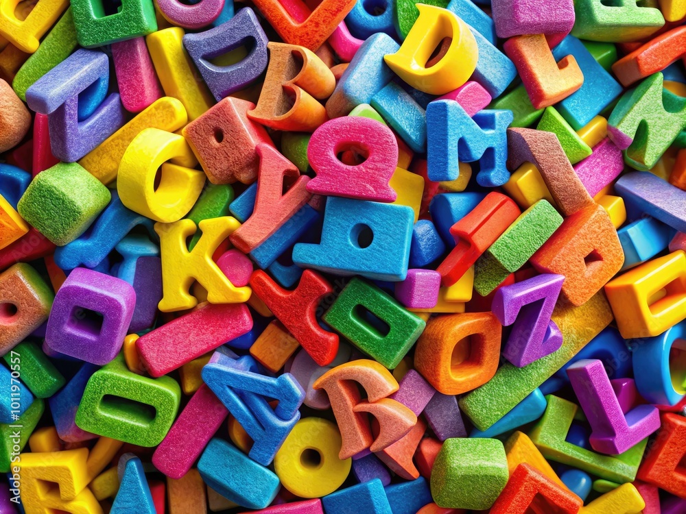 Naklejka premium Colorful Alphabet Letters in Digital Style Creating a Playful and Engaging Learning Environment