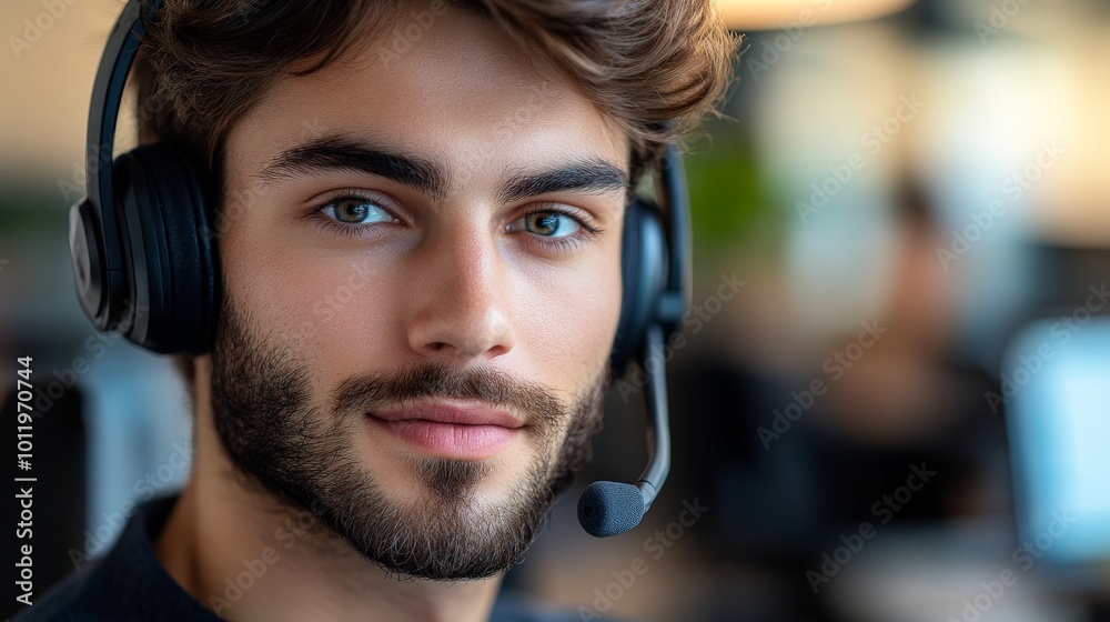 Friendly Customer Service Agent Assisting Clients with Professional Help and Support Friendly Customer Service Agent Assisting Clients with Professional Help and Support