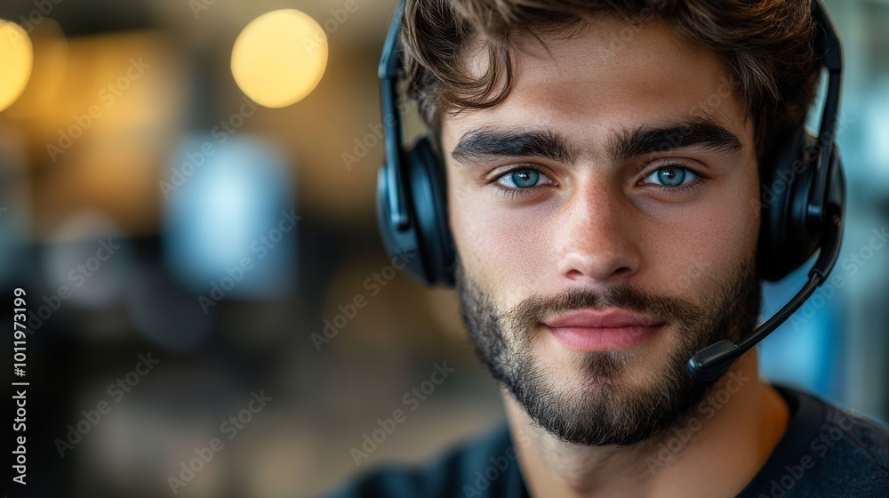 Friendly Customer Service Agent Assisting Clients with Professional Help and Support Friendly Customer Service Agent Assisting Clients with Professional Help and Support