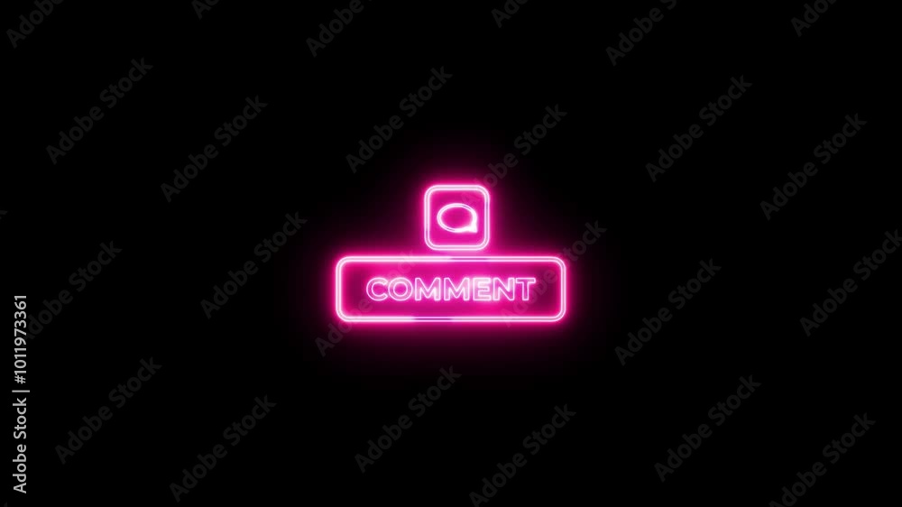 Neon glowing comment text animation on black background. Neon glowing comment text animation on black background.