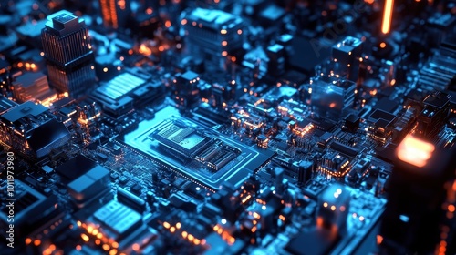 Glowing Technological Tapestry: A Captivating Circuit Board Mosaic