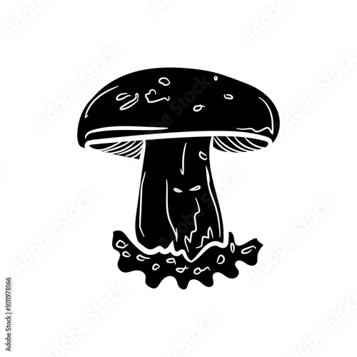 Silhouette of Fresh Porcini Mushroom (Boletus Edulis), a Nutritious Wild Mushroom Isolated on a Transparent Background for Culinary and Animal Feed Graphic Use	