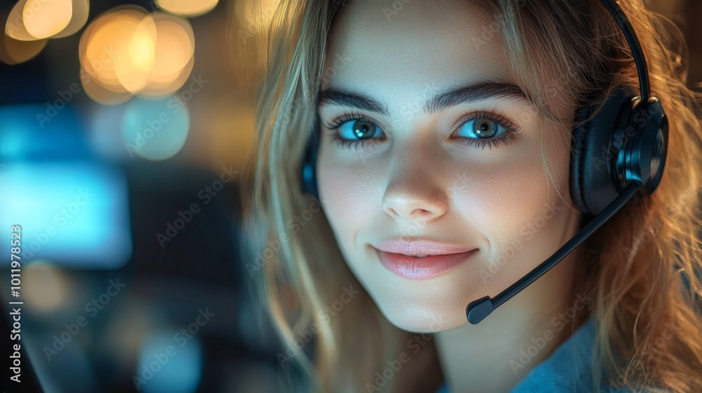 Friendly Customer Service Agent Assisting Clients with Professional Help and Support Friendly Customer Service Agent Assisting Clients with Professional Help and Support
