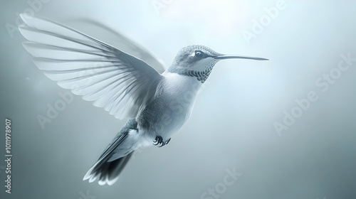 Hummingbird in Flight Illustration