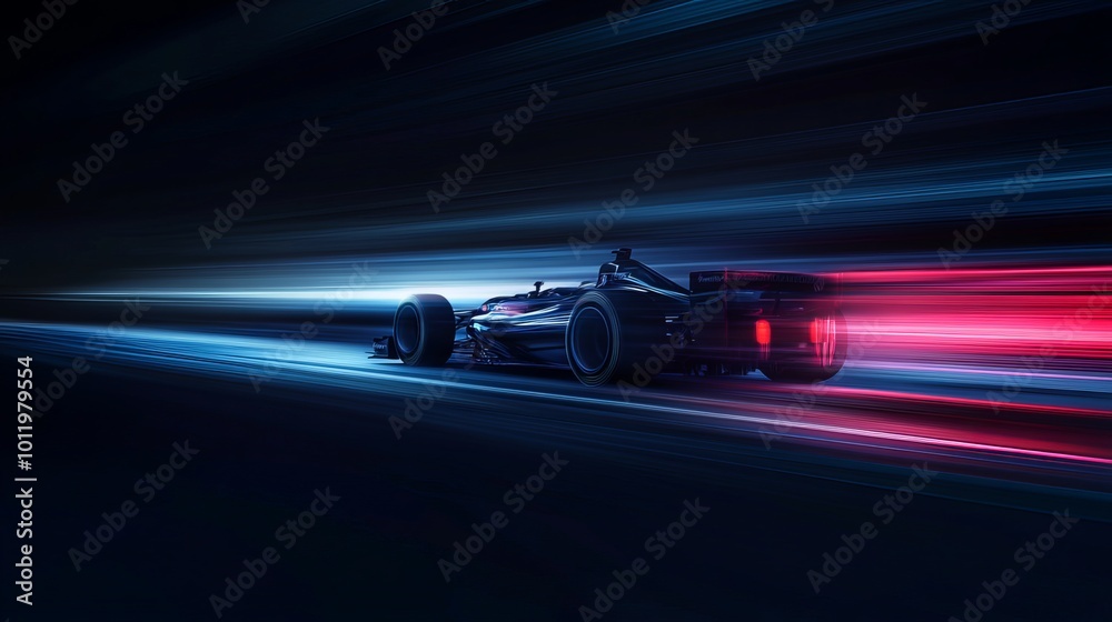 High-speed vehicle captured in motion, leaving a trail of blurred light behind it, creating an abstract and dynamic image. High-speed vehicle captured in motion, leaving a trail of blurred light behind it, creating an abstract and dynamic image.