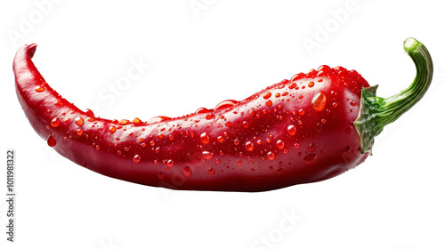 A bold red chili pepper cut out in PNG format, capturing its vibrant color and smooth texture. This graphic is ideal for culinary designs, spice promotions, or recipes highlighting heat and flavor.