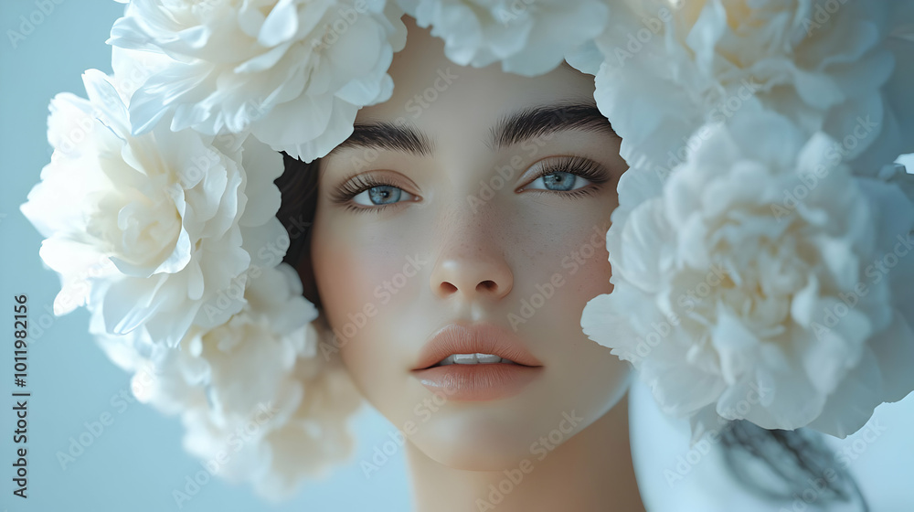 Woman in White Flowers, Illustration