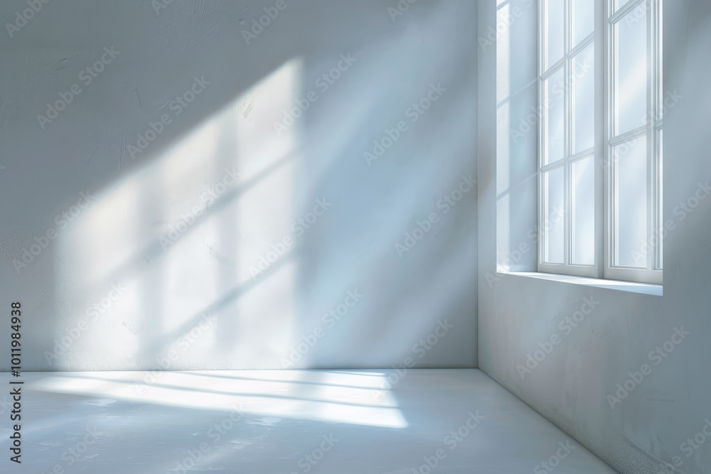 A room with a large window that lets in a lot of light A room with a large window that lets in a lot of light